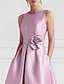 cheap Cocktail Dresses-A-Line Cocktail Dresses Elegant Dress Formal Wedding Guest Floor Length Sleeveless Boat Neck Pink Dress Satin with Pocket 2024