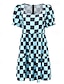 abordables Vestidos estampados-Mujer Vestido informal Tartán Retazos Estampado Cuello Barco Mini vestido Elegante Hogar Vacaciones Manga Corta Verano