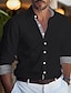 お買い得  メンズボタンアップシャツ-男性用 シャツ ボタンアップシャツ カジュアルシャツ ブラック ホワイト ダークブルー ライトブルー 長袖 カラーブロック ラペル 日常 バケーション パッチワーク 衣類 ファッション カジュアル 快適