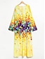 זול שמלות עם הדפס-בגדי ריקוד נשים שמלת קז&#039;ואל פרחוני דפוס צווארון V שמלת מקסי יום יומי יומי חופשה שרוול 4\3 קיץ אביב