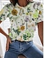 Χαμηλού Κόστους Γυναικεία T-Shirts-Γυναικεία Μπλουζάκι Λουλούδι Στάμπα Causal Καθημερινά Στάμπα Κοντομάνικο Στρογγυλή Ψηλή Λαιμόκοψη Στρογγυλή Λαιμόκοψη Κίτρινο Ανοιξη καλοκαίρι