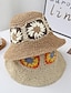 tanie Nakrycia głowy dla kobiet-Kolorowy szydełkowy słomkowy kapelusz typu Bucket w stylu vintage z kwiatowymi blokami kolorów, kapeluszami przeciwsłonecznymi, modnymi, składanymi podróżnymi kapeluszami plażowymi dla kobiet,