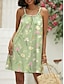 זול שמלות עם הדפס-בגדי ריקוד נשים פרחוני Ruched א-סימטרי שמלת מיני חוף ללא שרוולים קיץ