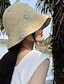 זול כובעים לנשים-כובע דלי קש סרוגת פרח אלגנטי צבע אחיד כובעי שמש נושמים כובע דייג קל משקל לנשים בנות