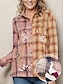 cheap Women&#039;s Blouses &amp; Shirts-Women&#039;s Embroidered Plaid Shirt Tops Long Sleeves Button-up Loose Tunic Blouses
