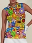 abordables Colección de diseñador-Mujer Camisas de polo Amarillo Sin Mangas Protección Solar Camiseta Floral Ropa de golf para damas Ropa Trajes Ropa Ropa