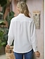 cheap Basic Women&#039;s Tops-Women&#039;s Shirt Blouse Linen Button Pocket Work Casual Elegant Fashion Solid Long Sleeve Shirt Collar White Summer Spring