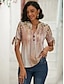 abordables Camisetas de mujer-Mujer Camiseta Graphic Diario Fin de semana Botón Cortado Estampado Rosa Manga Corta Básico Escote en Pico