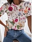 Χαμηλού Κόστους Γυναικεία T-Shirts-Γυναικεία Μπλουζάκι Λουλούδι Στάμπα Causal Καθημερινά Στάμπα Κοντομάνικο Στρογγυλή Ψηλή Λαιμόκοψη Στρογγυλή Λαιμόκοψη Κίτρινο Ανοιξη καλοκαίρι