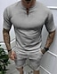 cheap Men&#039;s Casual T-shirts-Men&#039;s Waffle Tee Waffle Shirt T shirt Tee T-shirt Suits Tee Plain Crew Neck Street Vacation Short Sleeve 2 Piece Clothing Apparel Fashion Designer Basic