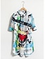 זול הדפס שמלת קז&#039;ואל-שמלת מיני חולצת צווארון סטנד עם הדפס שפריץ
