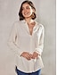 cheap Basic Women&#039;s Tops-Women&#039;s Shirt Blouse Cotton Linen Button Casual Daily Solid Basic Long Sleeve Shirt Collar White Summer Spring