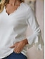 Недорогие Базовые плечевые изделия для женщин-Жен. Футболка Полотняное плетение Повседневные выходные Вспышка рукава Розовый Рукав 3/4 Классический V-образный вырез