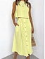 Χαμηλού Κόστους Φούστες από βαμβακερό-Γυναικεία Φούστα Γραμμή Α Μακρύ Φούστες Τσέπη Μονόχρωμο Καθημερινά Σαββατοκύριακο Καλοκαίρι Βαμβάκι Βασικό Καθημερινό Λευκό Κίτρινο Ροζ Κόκκινο