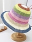 preiswerte Damen Hüte-Sommer Damen handgemachte Häkelstrohhut Regenbogen gestreift Sonnenhut faltbar Sonnenschutz Strandhut