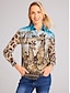 cheap Women&#039;s Blouses &amp; Shirts-Women&#039;s Shirt Blouse Brown Animal Giraffe Button Print Long Sleeve Daily Weekend Basic Shirt Collar Regular S