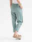 preiswerte Schlichte Hose aus Baumwollleinen-Damen Hose aus Baumwollleinen Hosen Hose Palazzo-Hose Mode Streetwear Komfort Volle Länge Hohe Taille Einfach Elastischer Bund Bequem Außenbereich Straße Alltagskleidung Ausgehen Dunkelgrau Schwarz