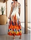 olcso Mintás ruhák-Női Nyomtatott V-alakú Hosszú ruha Maxi ruha Rövid ujjú Nyár