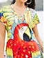 levne Šaty s potiskem-Dámské Volnočasové šaty Květinový Zvíře Rozparek Tisk Do V Dlouhé šaty Maxi šaty Havajské Dovolená Krátký rukáv Léto