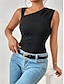 ieftine Bluze simple pentru femei-Rezervor Pentru femei Negru Simplu Side Hollow Out Stradă Zilnic De Bază Modern În V Fit regulat S