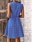 cheap Vintage Print Dresses-Women&#039;s Drawstring Print Vintage Dress Mini Dress Graphic V Neck Sleeveless Summer Spring Pink Blue