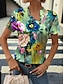 cheap Women&#039;s T-shirts-Women&#039;s Summer Tops Casual Daily Fashion Short Sleeve Split Neck Pink Summer