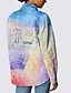 رخيصةأون بلوزات وقمصان للنساء-قميص نسائي حروف يومية بألوان قوس قزح وأكمام طويلة وياقة قميص أنيقة لعيد الأم في الصيف