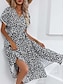 preiswerte Bedruckte Kleider-Damen schwarzes kleid Casual kleid Grünes Kleid Blumen Ditsy Blumig Vorne binden Bedruckt V Ausschnitt Midikleid Elegant Böhmen Hochzeit Party Kurzarm Sommer Frühling