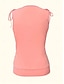 Недорогие Базовые плечевые изделия для женщин-Танк Жен. Розовый Полотняное плетение Кулиска Для улицы Повседневные Мода V-образный вырез Стандартный S