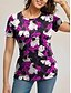 baratos T-Shirts de mulher-Mulheres Camiseta Floral Feriado Final de semana Imprimir Fúcsia Manga Curta Moda Gola Redonda Verão