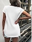 abordables Camisetas de mujer-Mujer Camisa de encaje Camiseta Parte superior con ojales Camisa de encaje blanca Plano Encaje Retazos Cremallera Diario Básico Moderno Manga Corta Cuello Barco Negro Verano