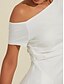 Χαμηλού Κόστους Knit Dress-γυναικείο λευκό ασύμμετρο φόρεμα με έναν ώμο