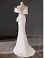 cheap Wedding Dresses-Beach Open Back Simple Wedding Dresses Sheath / Column Scoop Neck Sleeveless Sweep / Brush Train Stretch Fabric Bridal Gowns With Solid Color Summer Wedding Party 2024