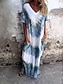 preiswerte Bedruckte Kleider-Damen Casual kleid Sweatkleid Batik Tasche Bedruckt V Ausschnitt kleid lang Stilvoll Brautkleider schlicht Täglich Urlaub Kurzarm Sommer