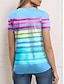 economico T-Shirt da donna-Per donna maglietta Arcobaleno A strisce Giornaliero Stampa Blu Manica corta Moda Girocollo Estate