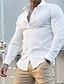 abordables Chemises-Chemise Homme Robes Coupe Standard manche longue Revers Couleur unie Polyester Noir Blanche 2023