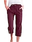 رخيصةأون سراويل تحتية قصيرة للنساء-نسائي سراويل خليط كتان / قطن جيوب جانبية طول الساق نبيذ للربيع والصيف