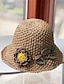billiga Damhattar-1 st blomfläta stråhatt handgjord kreativ bassänghatt sommar ihåliga solhattar som andas lämpliga för havssemestern