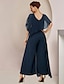 cheap Mother of the Bride Pantsuits-Jumpsuits Mother of the Bride Dress Formal Wedding Guest Elegant Party Scoop Neck Ankle Length Chiffon Sleeveless with Beading 2024