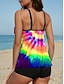 cheap Tankinis-Women&#039;s Swimwear Tankini Two Piece Swimsuit Tie Dye Vacation Tie Dye Gradient