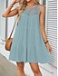 preiswerte Weiße Spitzenkleider-Damen Minikleid Weißes Kleid Spitzenkleid Boho-Kleid Lässig Urlaub Straße Normale Passform Ärmellos Rundhalsausschnitt Schwarz Weiß Rote Marineblau Sommer
