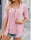 billige Bluser og skjorter til kvinner-Dame Blondeskjorte Ut på byen Blonde Hvit Kortermet Crew-hals Sommer