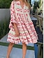 cheap Print Dresses-Women&#039;s Casual Dress Color Block Print V Neck Mini Dress Stylish Daily Vacation 3/4 Length Sleeve Summer