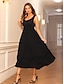 cheap Plain Dresses-Women&#039;s Black Dress Maxi Dress Ruched Date Vacation Beach Vintage Streetwear U Neck Sleeveless Black Color
