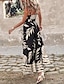 Χαμηλού Κόστους Print Φορέματα-Γυναικεία Στάμπα Λαιμόκοψη V Μακρύ φόρεμα Αμάνικο Καλοκαίρι