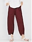 cheap Women&#039;s Pants-Women&#039;s Pants Trousers Linen Cotton Blend Side Pockets Ankle-Length Black Spring &amp; Summer