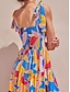 voordelige Jurken met print-Dames Bloemig Afdrukken Strik Strapless Maxi-jurk Casual Zomer