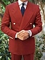 preiswerte Anzüge-Schwarz Rot Dunkelgrün Herren Hochzeit Anzüge Suits Einfarbig 2-teiliges Set Geschäftlich Arbeitskleidung Reguläre Passform Zweireihig 6 Knöpfe 2024