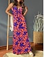 Χαμηλού Κόστους Print Φορέματα-Γυναικεία Καθημερινό φόρεμα Φόρεμα σε γραμμή Α Σλιπ Φόρεμα Φλοράλ Φύλλο Στάμπα Τιράντες Μακρύ Φόρεμα Μάξι Φόρεμα Χαβανέζα Μπόχο Καθημερινά Διακοπές Αμάνικο Καλοκαίρι