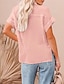 baratos Tops básicos de mulher-Camisa Social Blusa Mulheres Preto Branco Rosa Tecido Botão Bolsos Rua Diário Moda Colarinho de Camisa Normal S